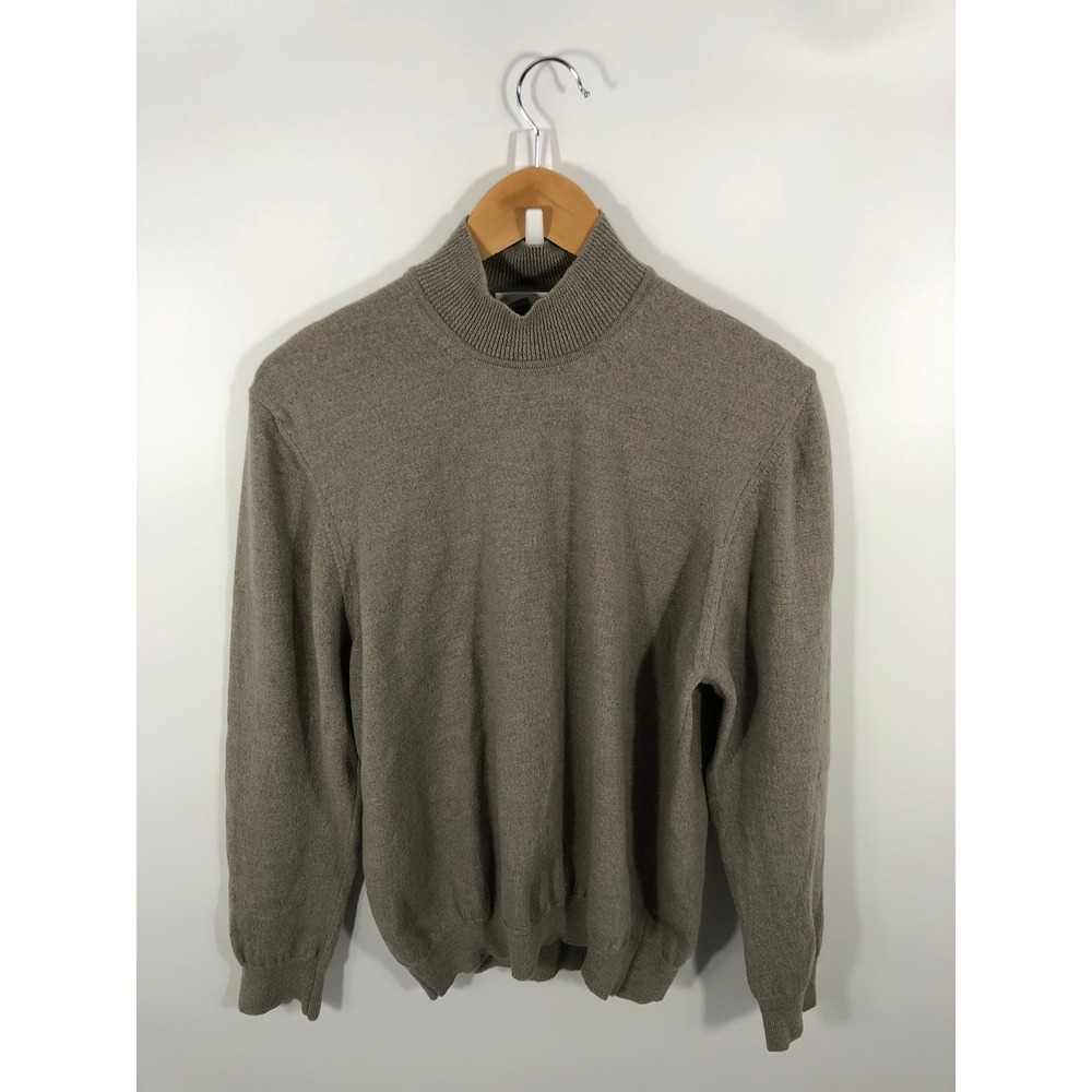 VTG 100% Italian Wool Mock Neck Sweater Women L Grey 90s Minimalist Capsule Chic